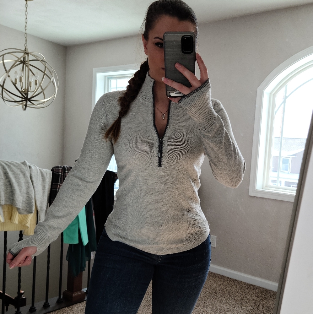 Like New Eddie Bauer Quarter Zip Greige Pullover